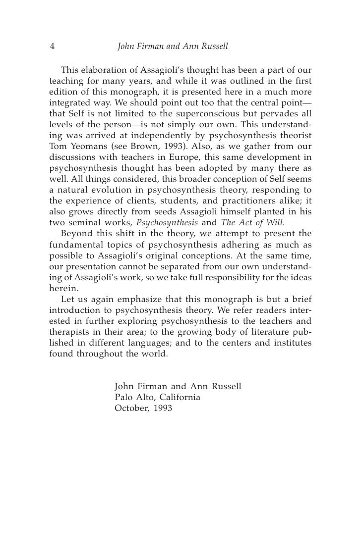 transpersonal therapy psychosynthesis books